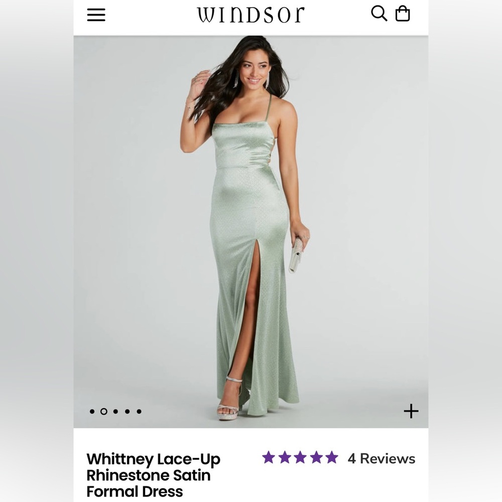 Whitney Lace-Up Rhinestone Satin Formal Dress - Tags on! Brand new! Never worn!